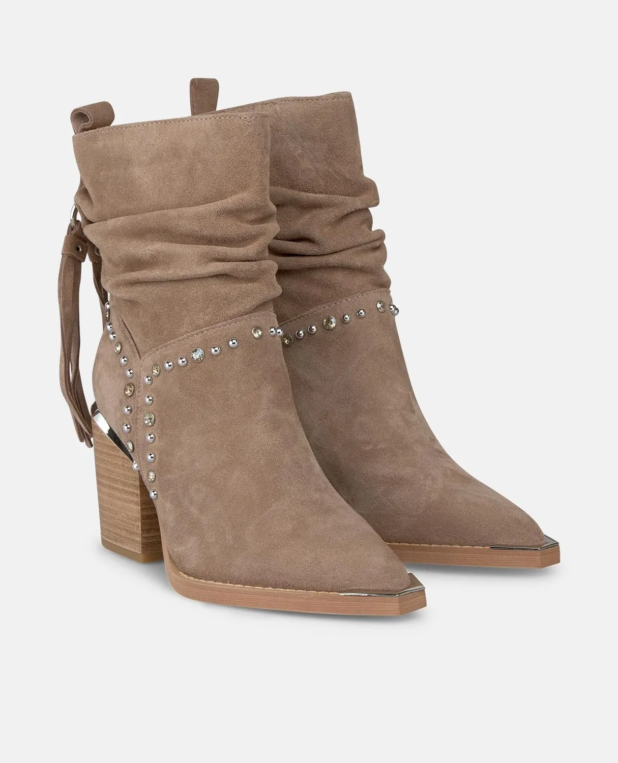 Alma en Pena I250834 bottine franges cuir vison talon 7 cm