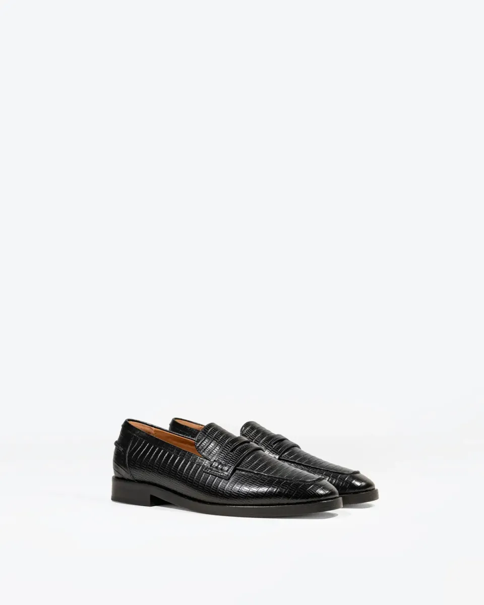 Mi/Mai Luciano Black Lizard mocassins cuir lézard