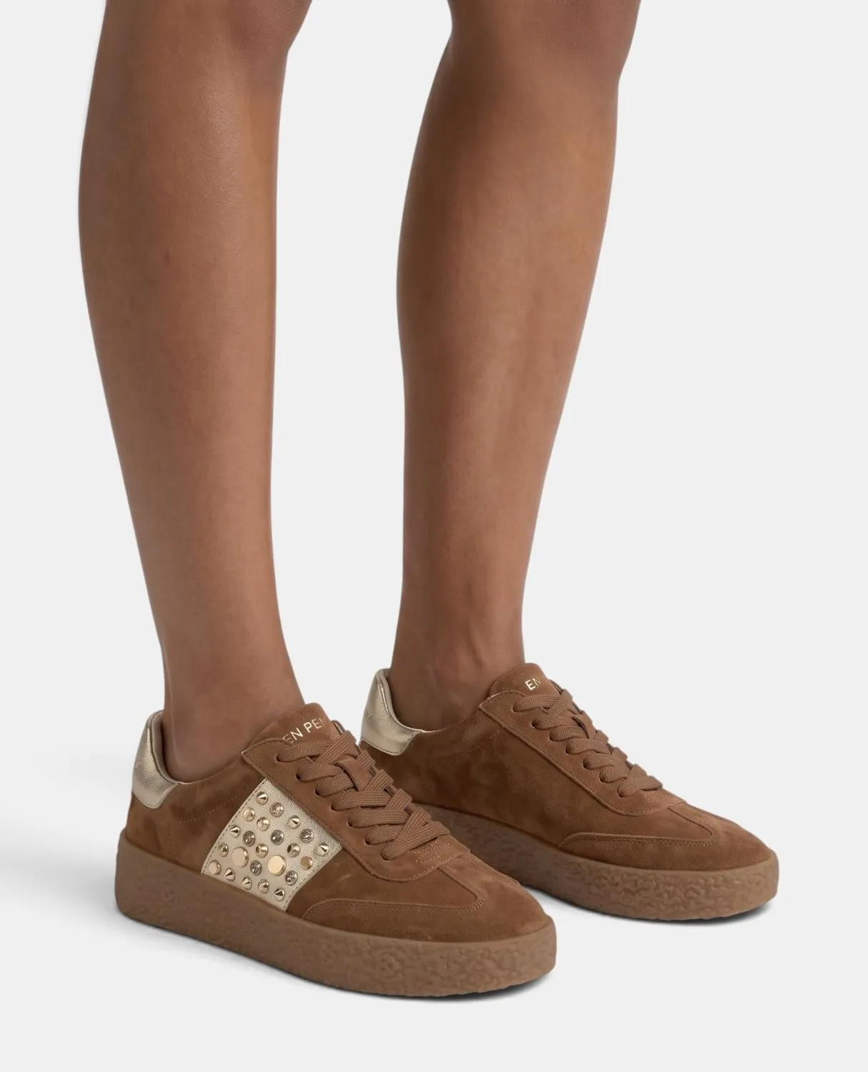 Alma en Pena I261105 baskets daim marron strass