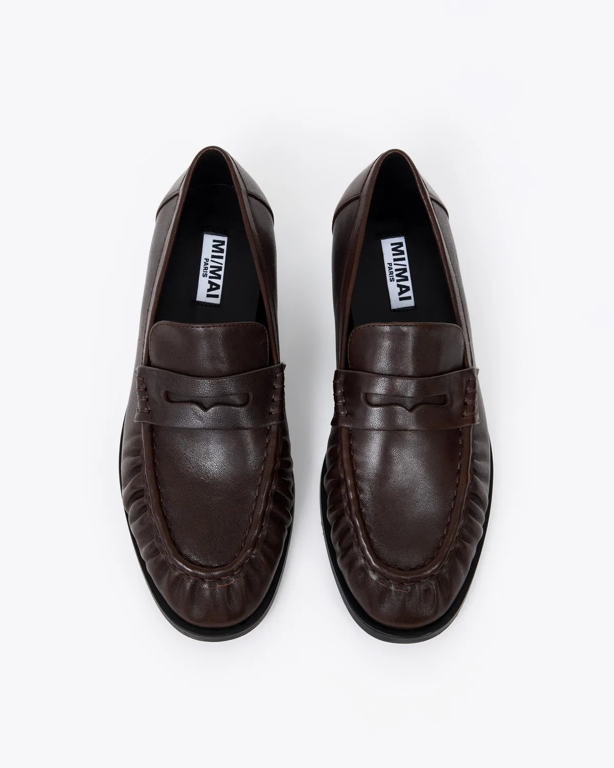 Mi/Mai Orso Chocolate mocassins cuir plissés