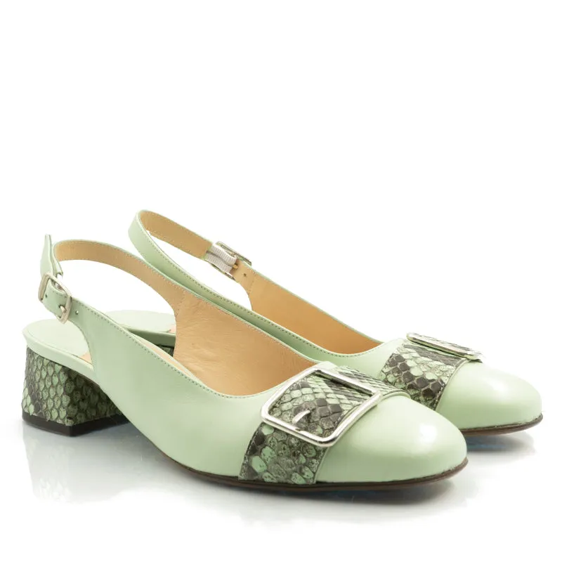 Bégum Paris Silverstone escarpin beige python 4 cm