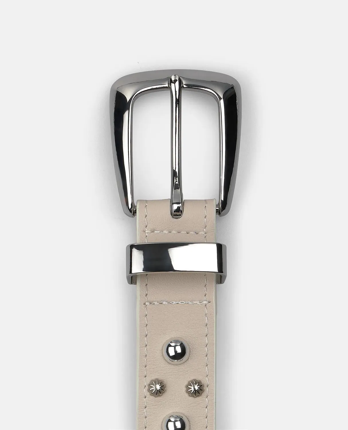 Alma en Pena V26CT015 ceinture cuir blanc clouté