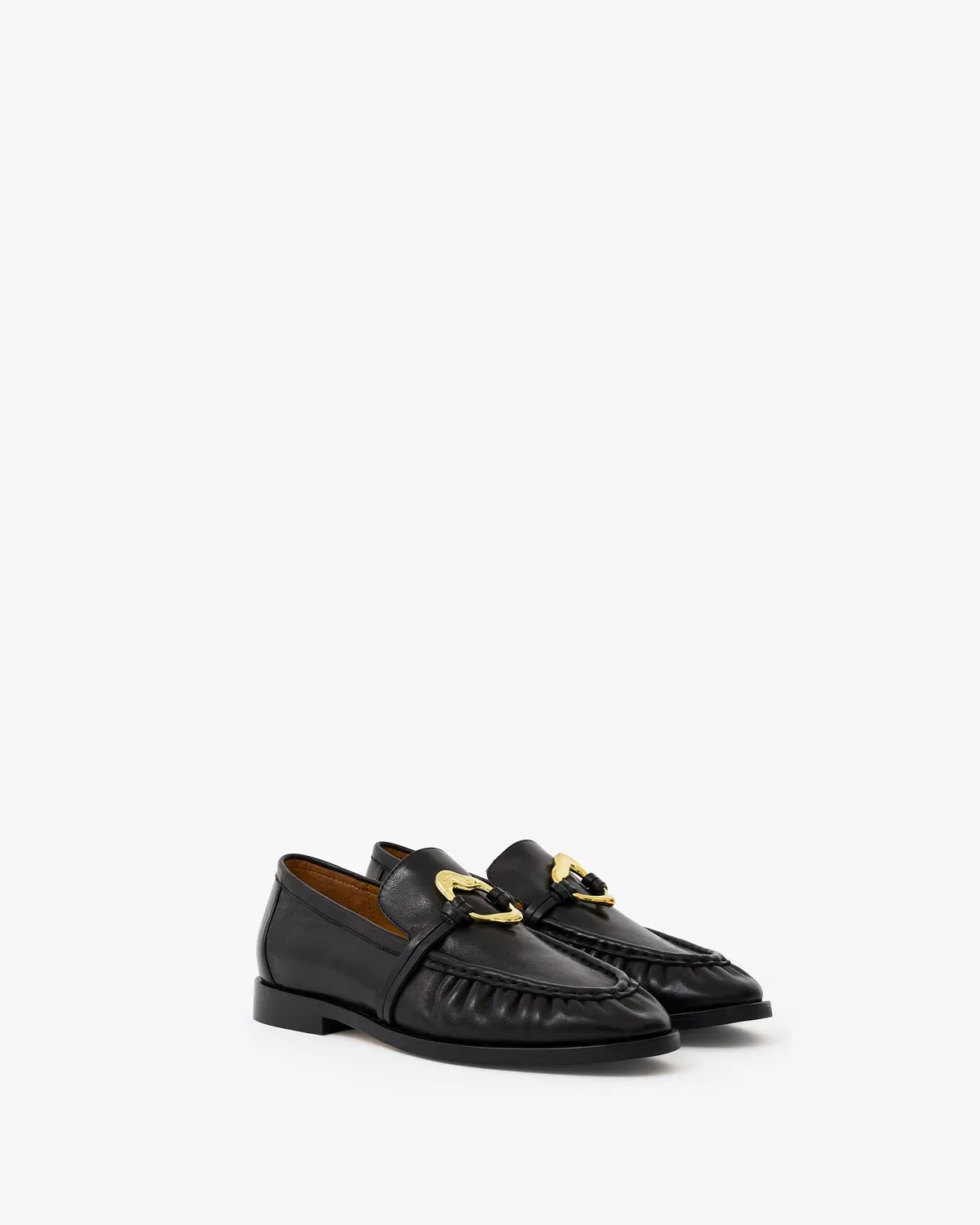 Mi/Mai Orso Black Melt mocassins cuir noir bijou doré