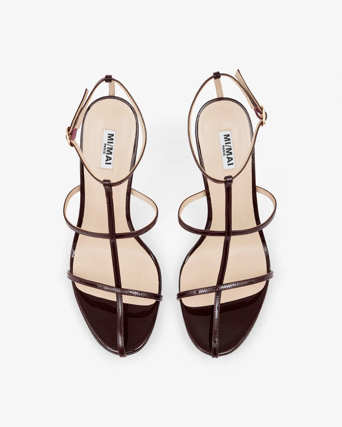 Mi/Mai Gupta Burgundy Patent sandale vernie bordeaux talon haut