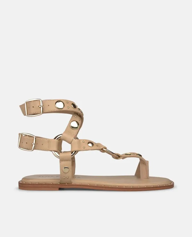 Alma en Pena V268211 sandales plates sable cuir napa 1 cm