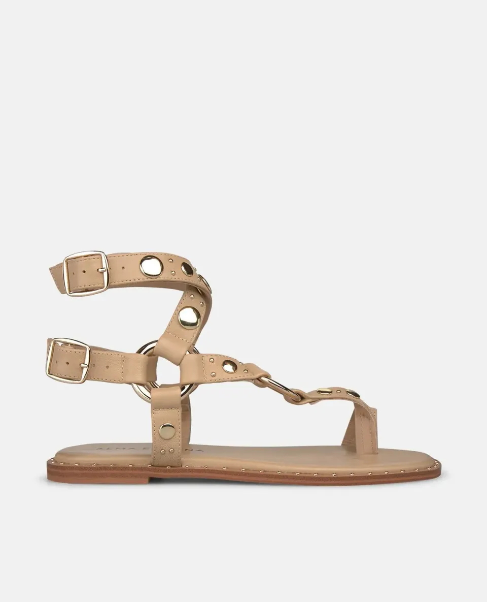 Alma en Pena V268211 sandales plates sable cuir napa 1 cm