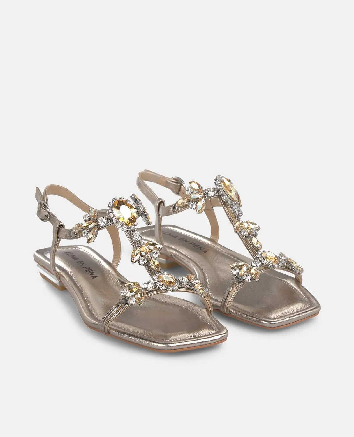 Alma en Pena V268600 sandales bronze strass talon 2 cm