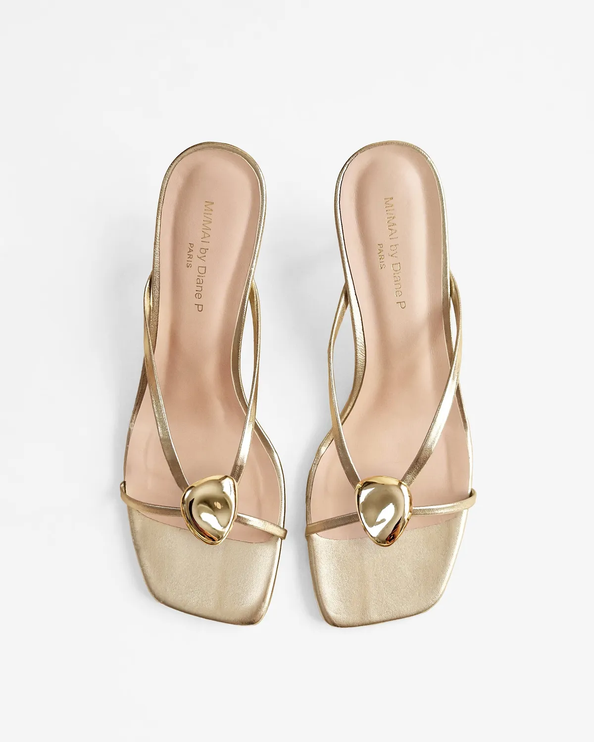 Mi/Mai Lagos Gold mules cuir doré accessoires