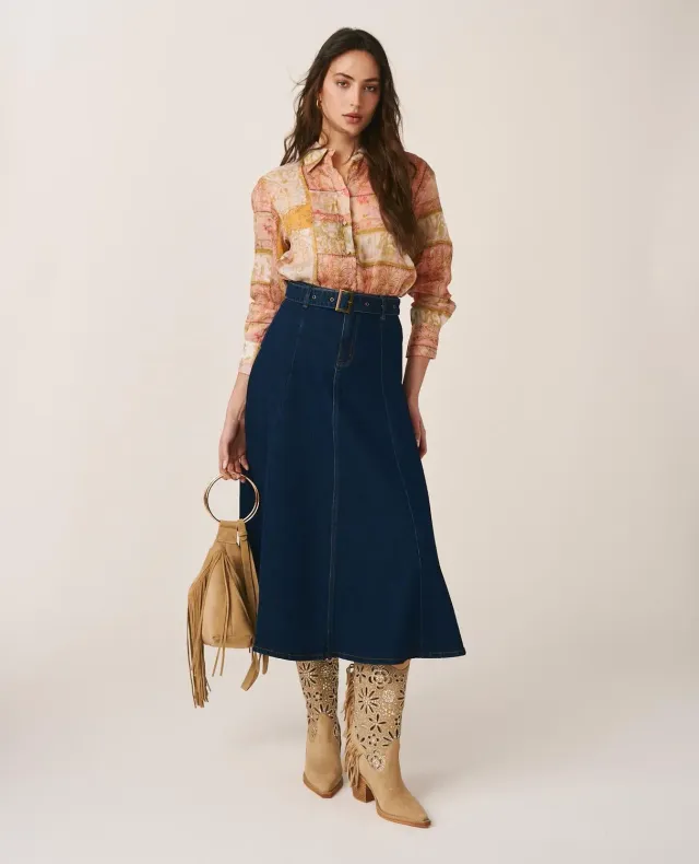 Alma en Pena I25CL1802 jupe denim bleu foncé