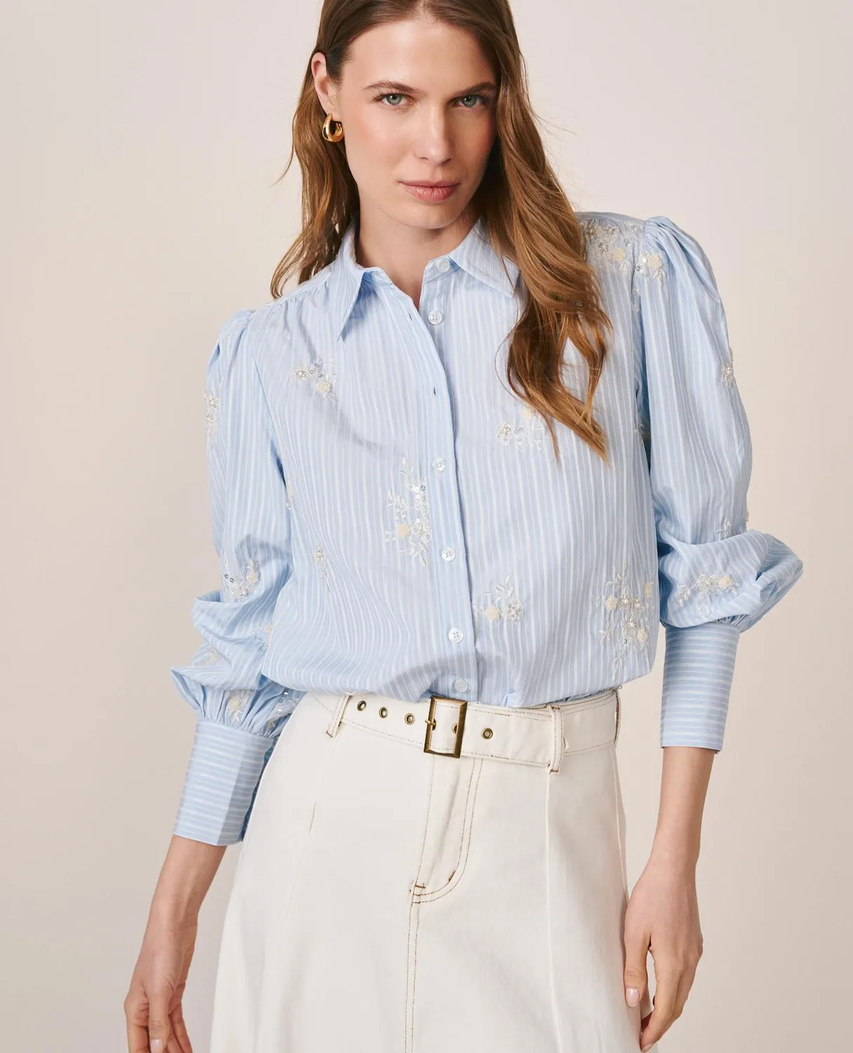 Alma en Pena V26CL0422 chemise popeline rayures bleue