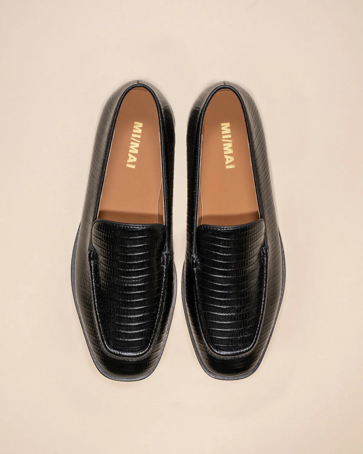 Mi/Mai Aalto Black Lizard mocassins cuir lézard noir