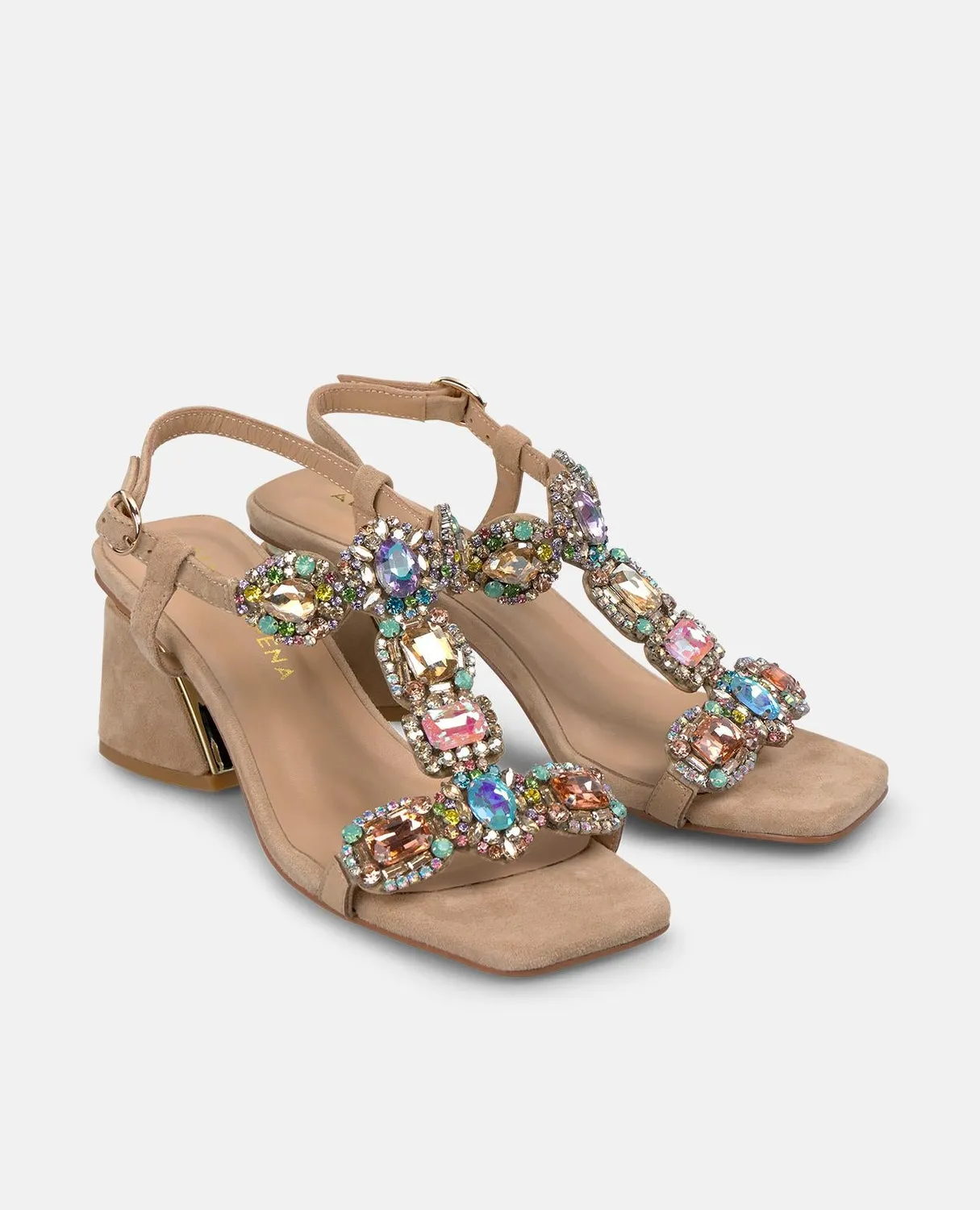 Alma en Pena V250950 sandales cuir beige strass talon 6 cm