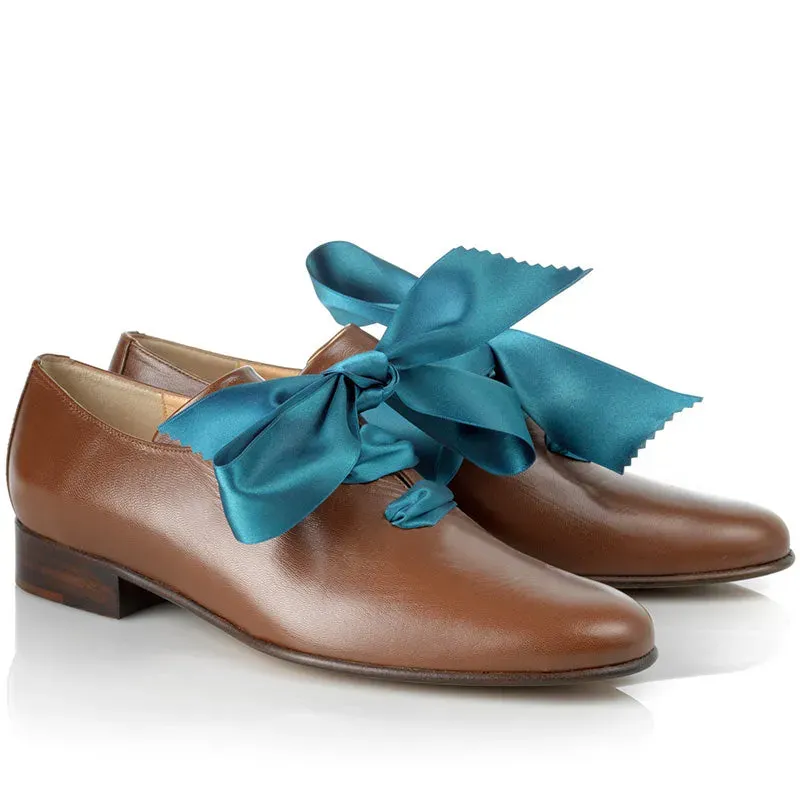 Bégum Paris Phénix cacao souliers cuir rubans talon 2 cm