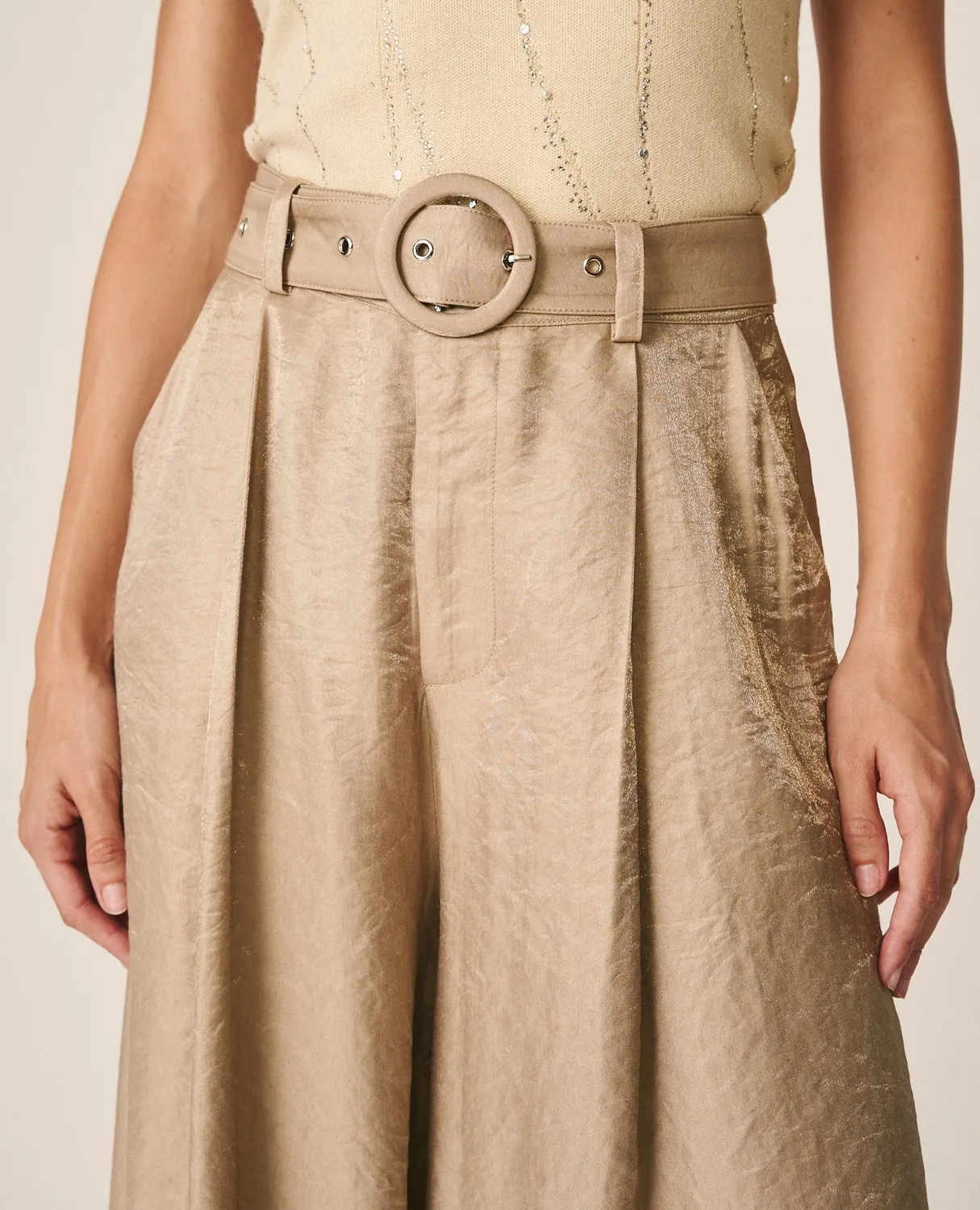 Alma en Pena I26CL1608 pantalon beige satin large