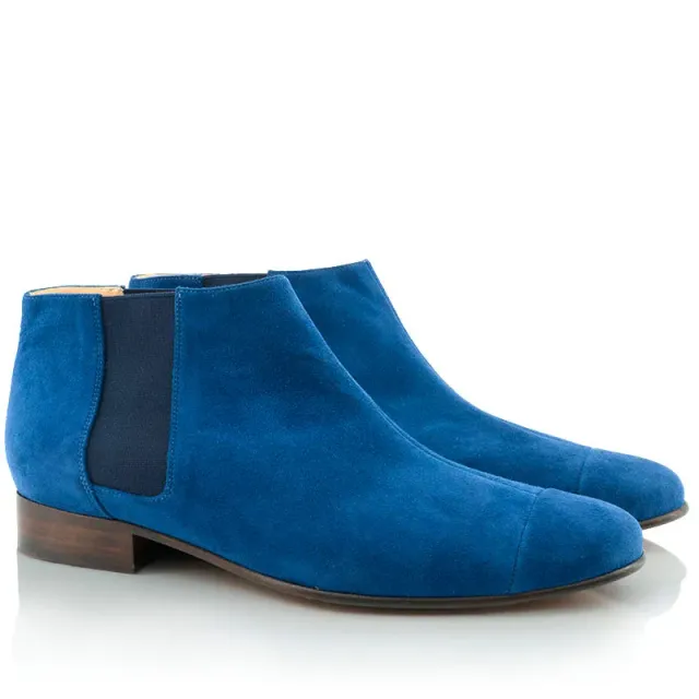 Bégum Paris Lucrèce boots bleu chèvre velours 2 cm