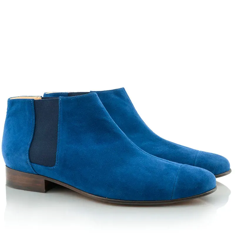 Bégum Paris Lucrèce boots bleu chèvre velours 2 cm