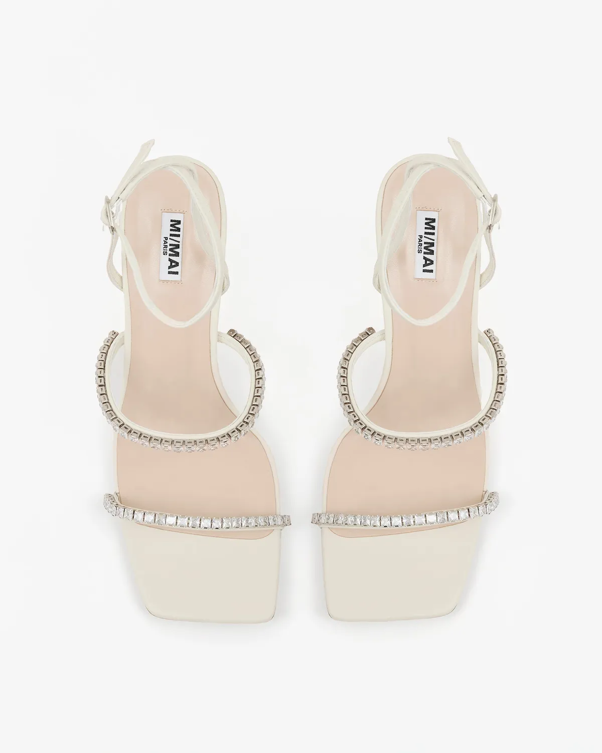 Mi/Mai Nidal Off-White sandale blanche strass