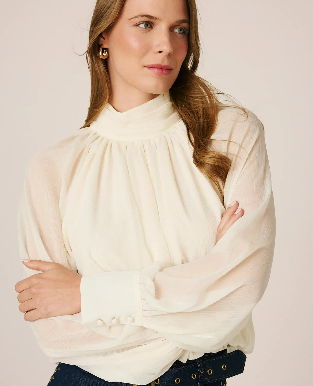 Alma en Pena I26CL0511 blouse gaze blanche drapée