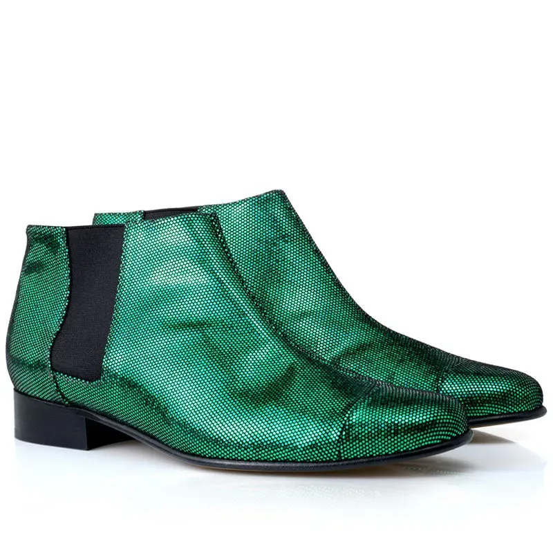 Bégum Paris Lucrèce boots vert pailleté chèvre