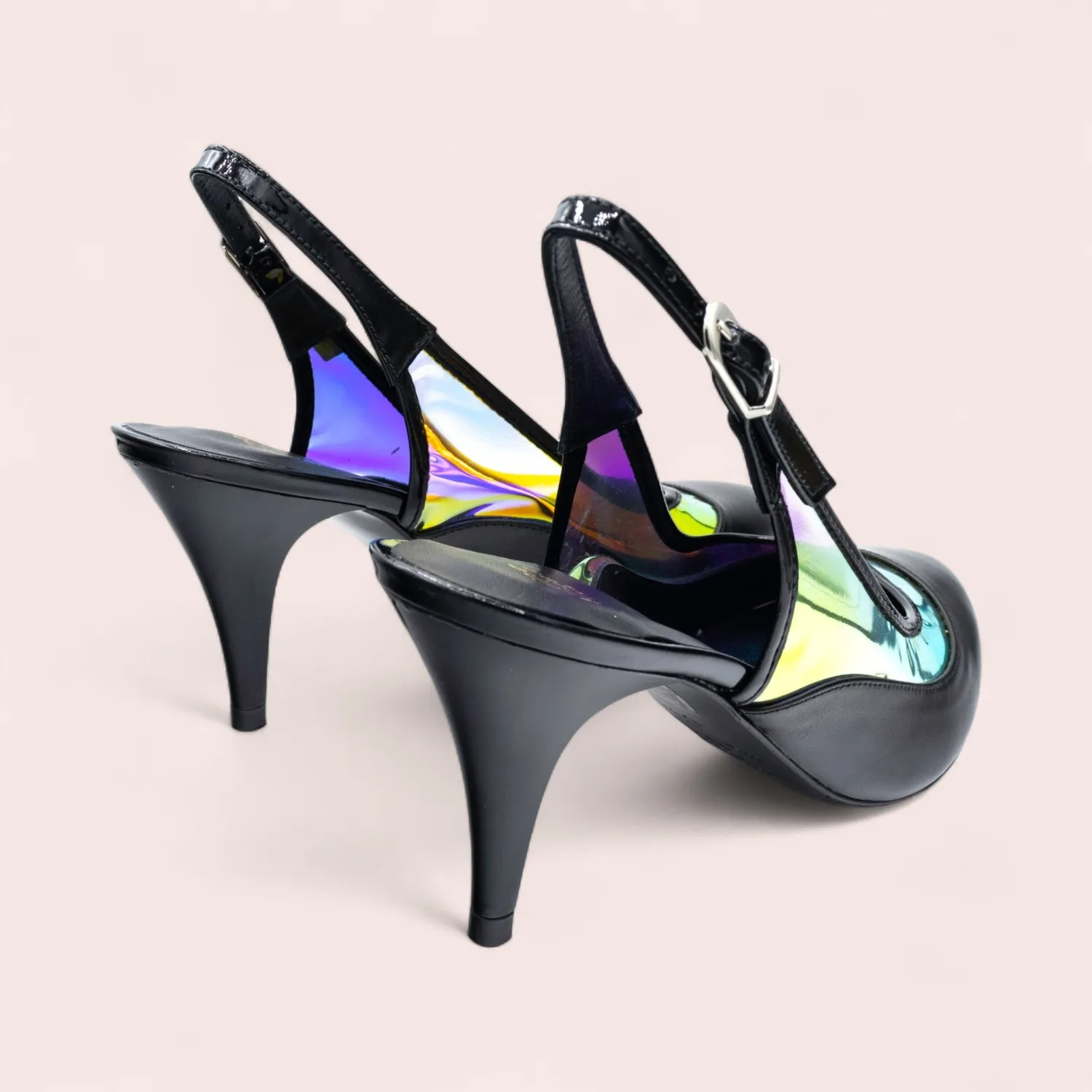 Karine Arabian ZILLY escarpin slingback noir cuir 70mm