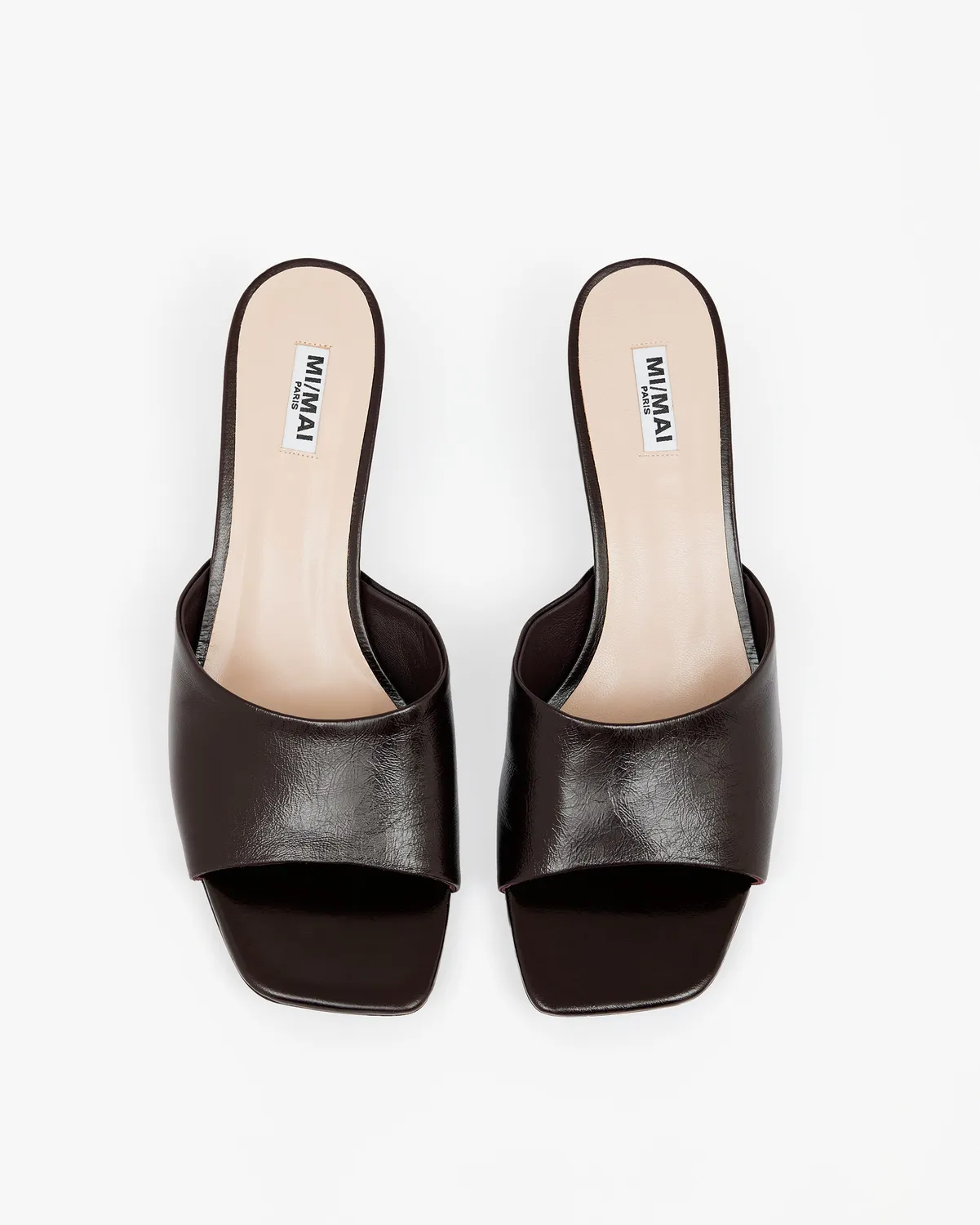 Mi/Mai Liz Burgundy mules cuir bordeaux talon bas