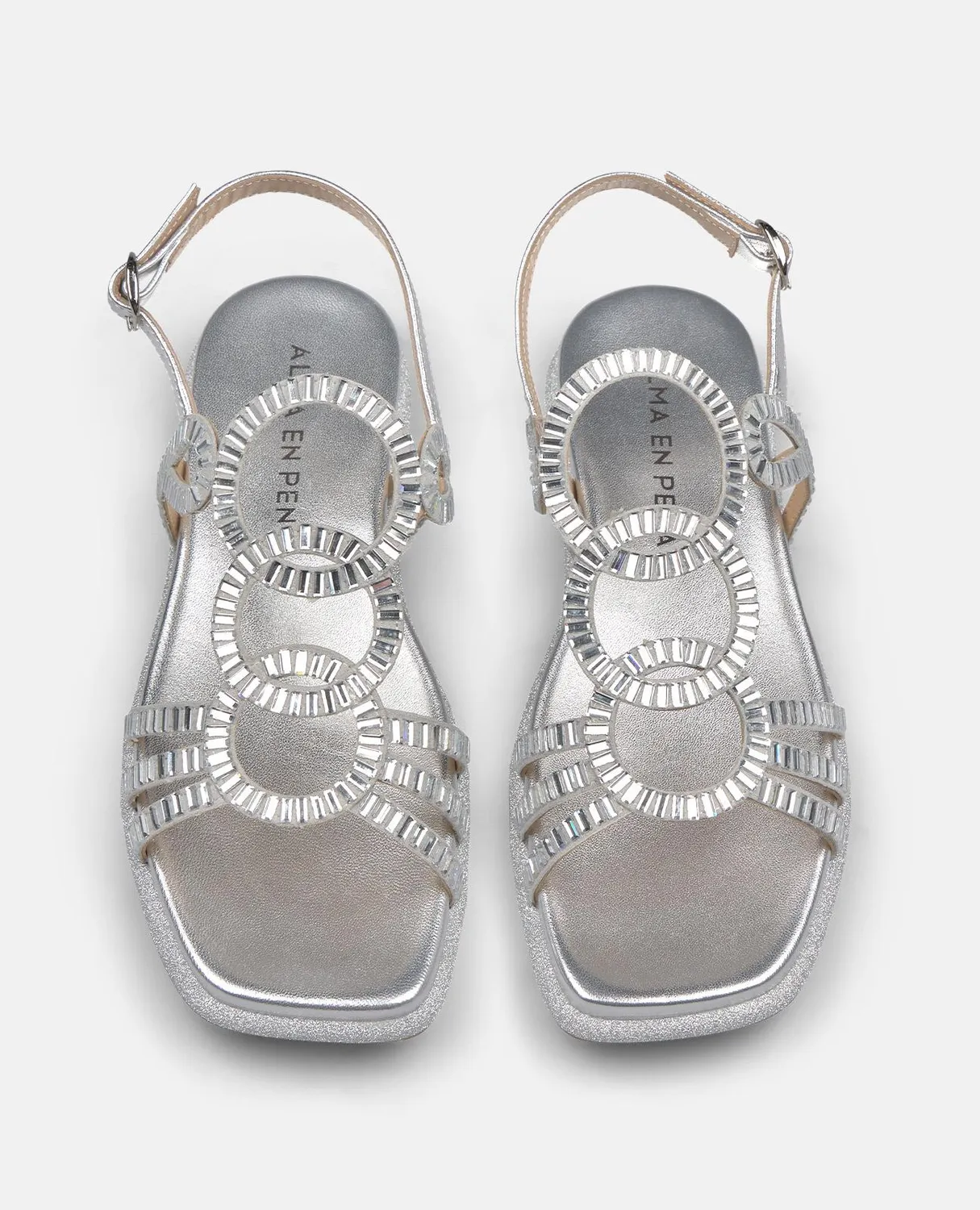 Alma en Pena V251603 sandales plates argent cristal