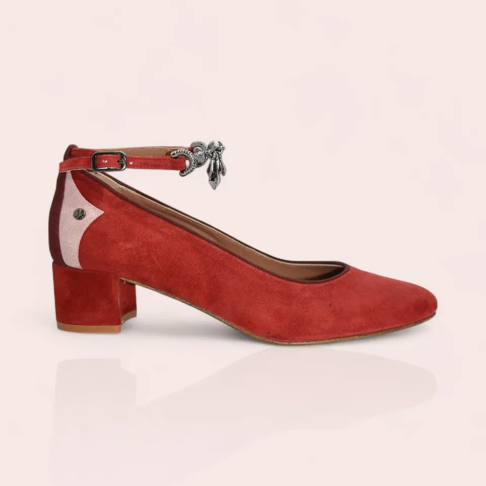 Karine Arabian Belle escarpin rouge cuir velours