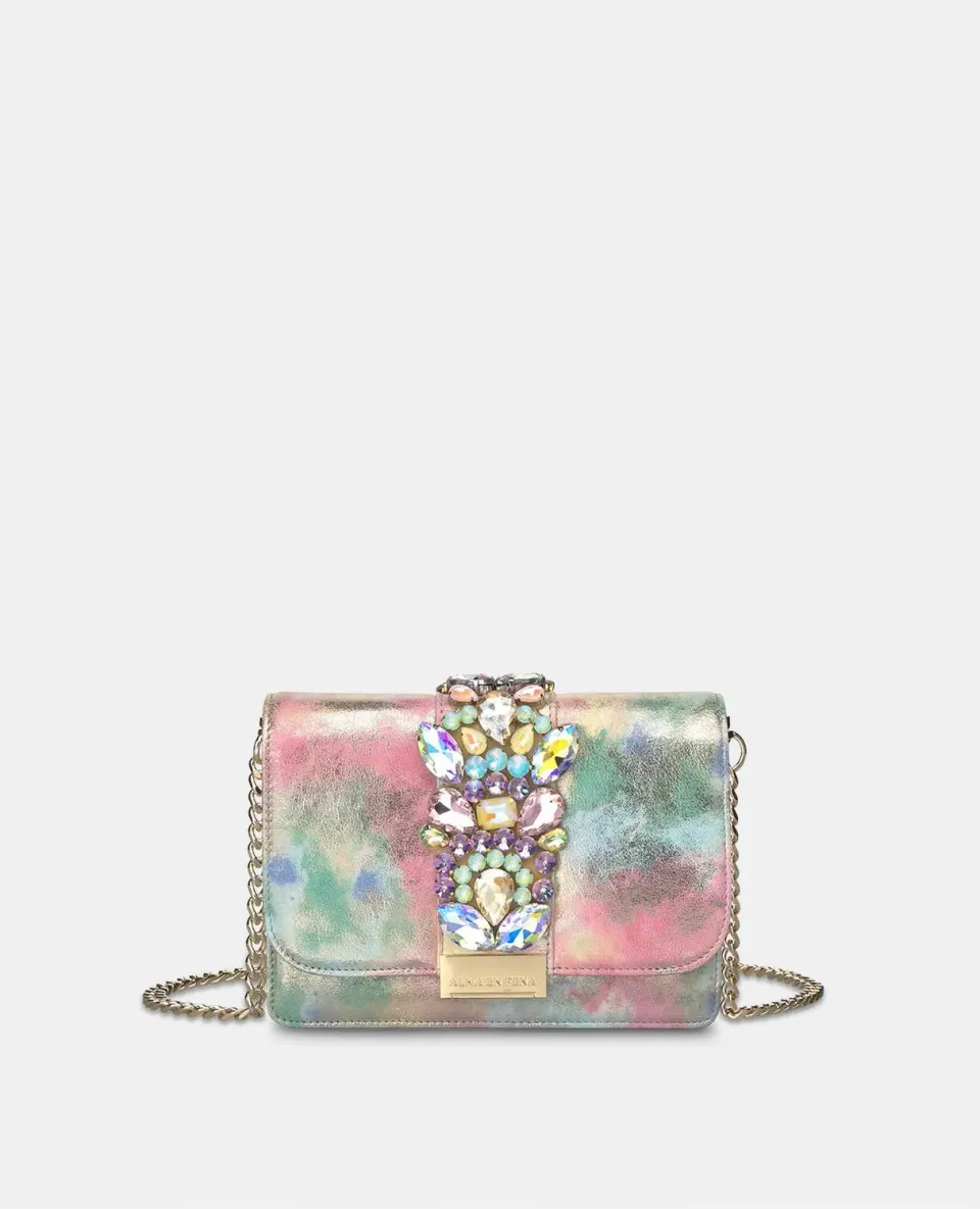 Alma en Pena V25BG5041 sac bandoulière rose cuir bijou