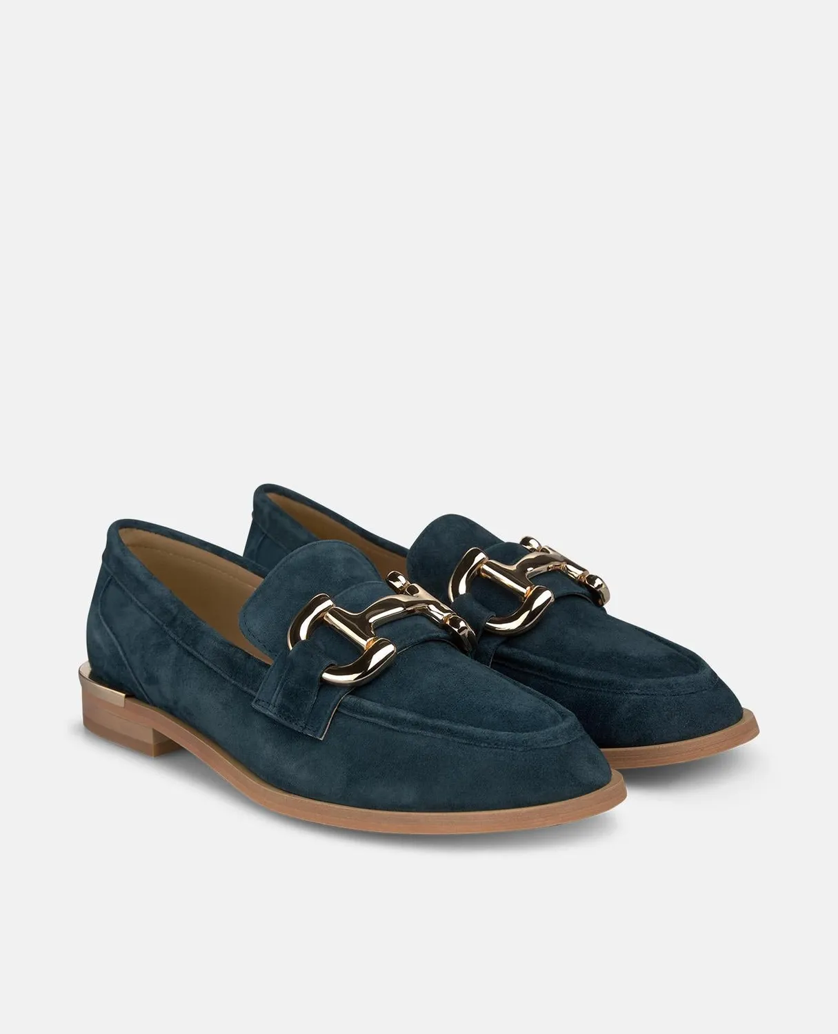 Alma en Pena V260801 mocassins bleu cuir talon 2 cm