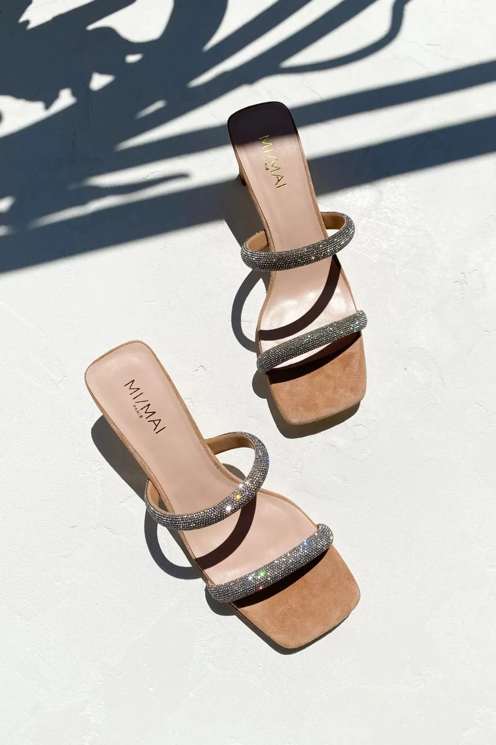 Mi/Mai Babs Nude mule strass soirée talon bas
