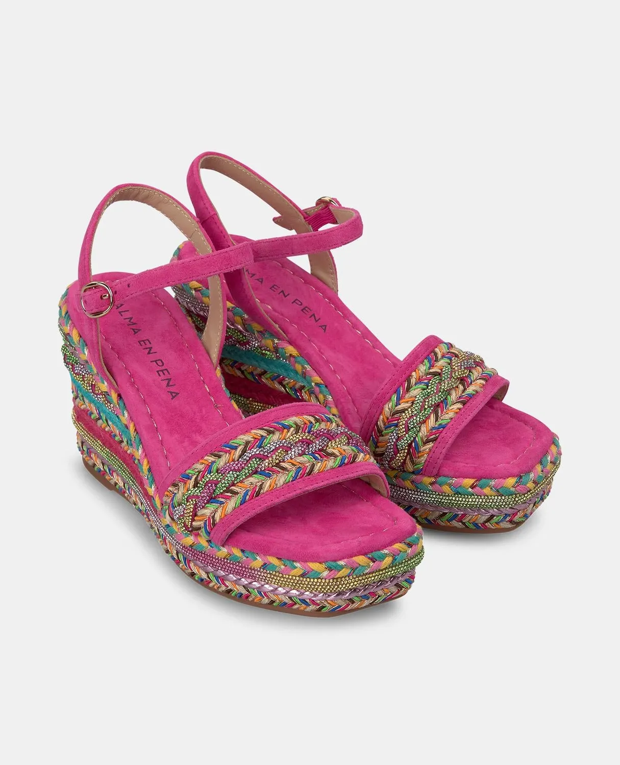 Alma en Pena V251283 sandales compensées fuchsia strass