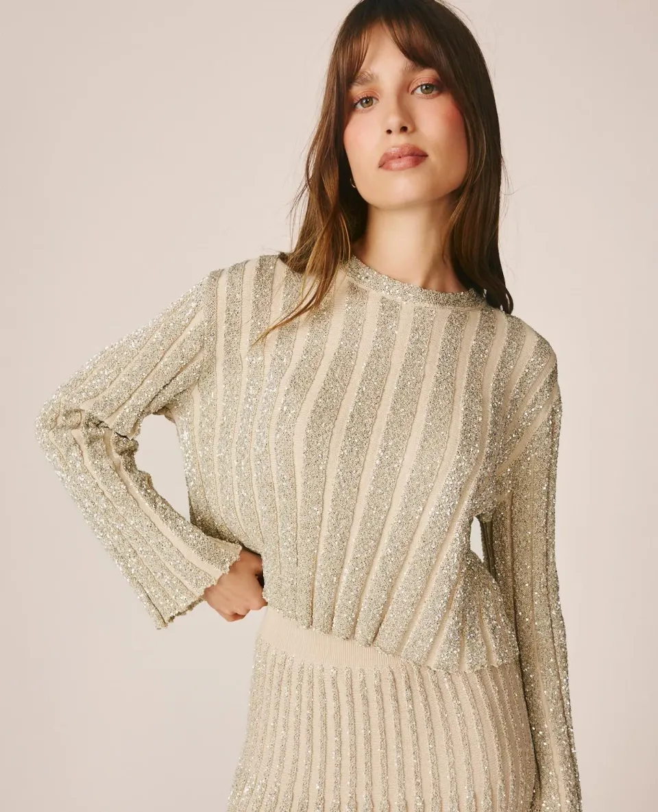 Alma en Pena I26CL0603 top argenté sequins taille S