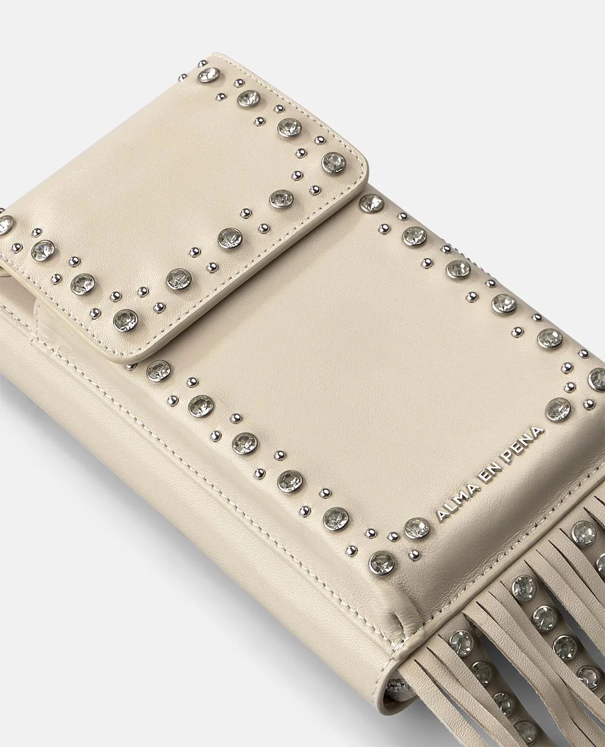 Alma en Pena Natalia sac portefeuille cuir gris clouté