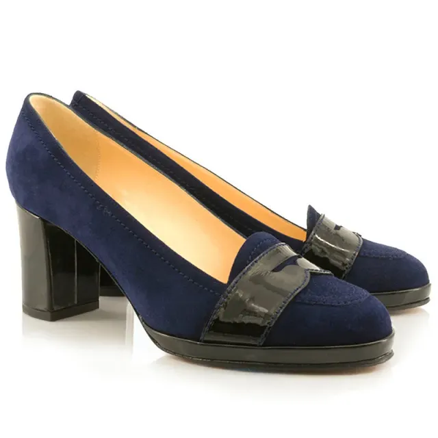 Bégum Paris Dublin escarpins marine vernis talon 7 cm