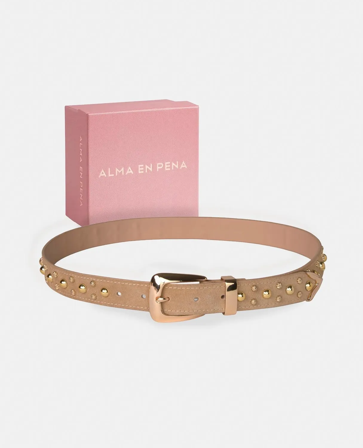 Alma en Pena V26CT015 ceinture cuir marron cloutée