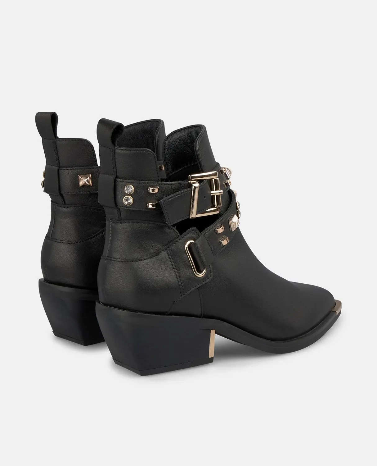 Alma en Pena I250913 bottines cuir noir à clous