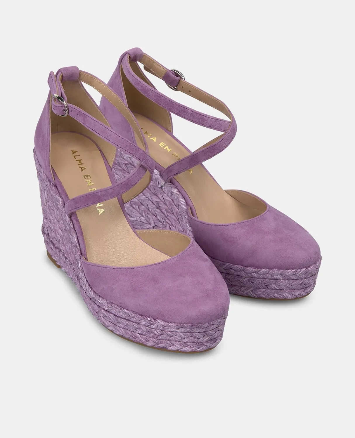 Alma en Pena V2551005 compensées violet cuir 8 cm