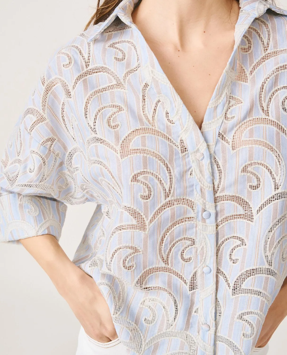 Alma en Pena V26CL0415 chemise rayée bleue