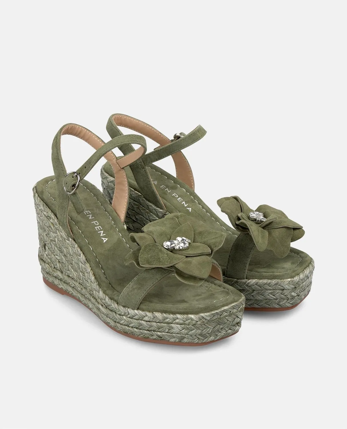 Alma en Pena V251285 sandales compensées kaki fleur