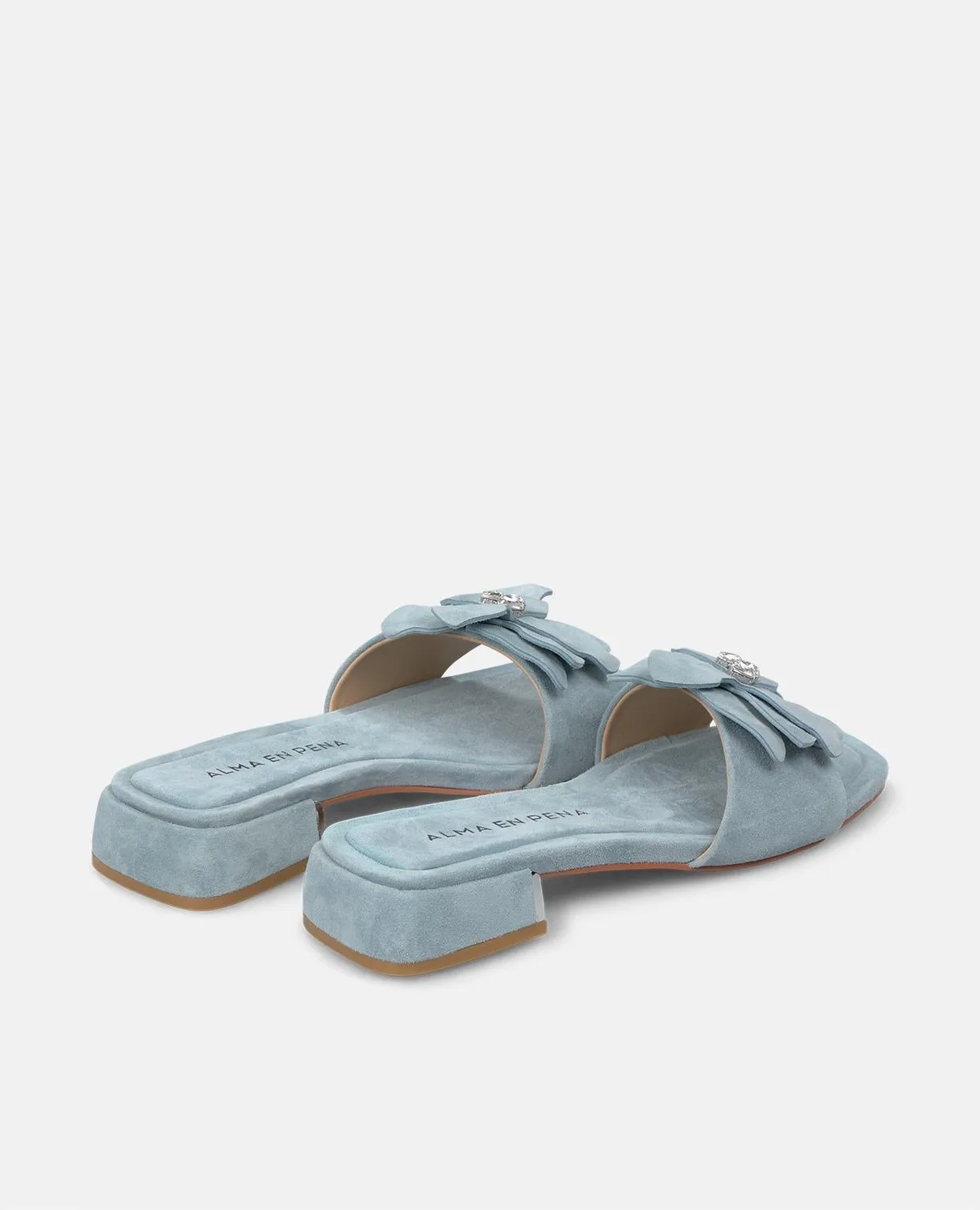 Alma en Pena V251944 sandales plates cuir bleu fleur