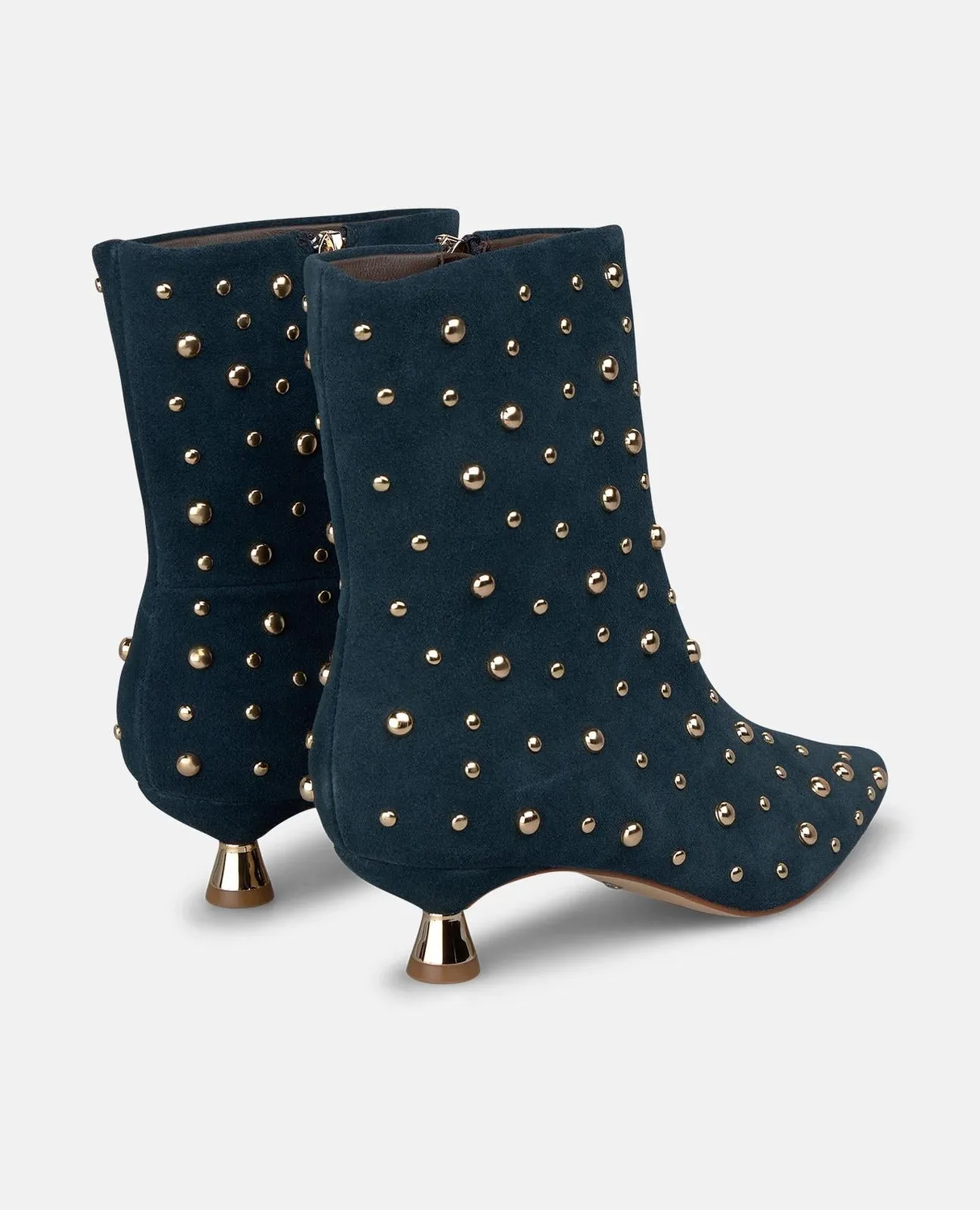 Alma en Pena I260374 bottines daim bleu clous talon 4 cm