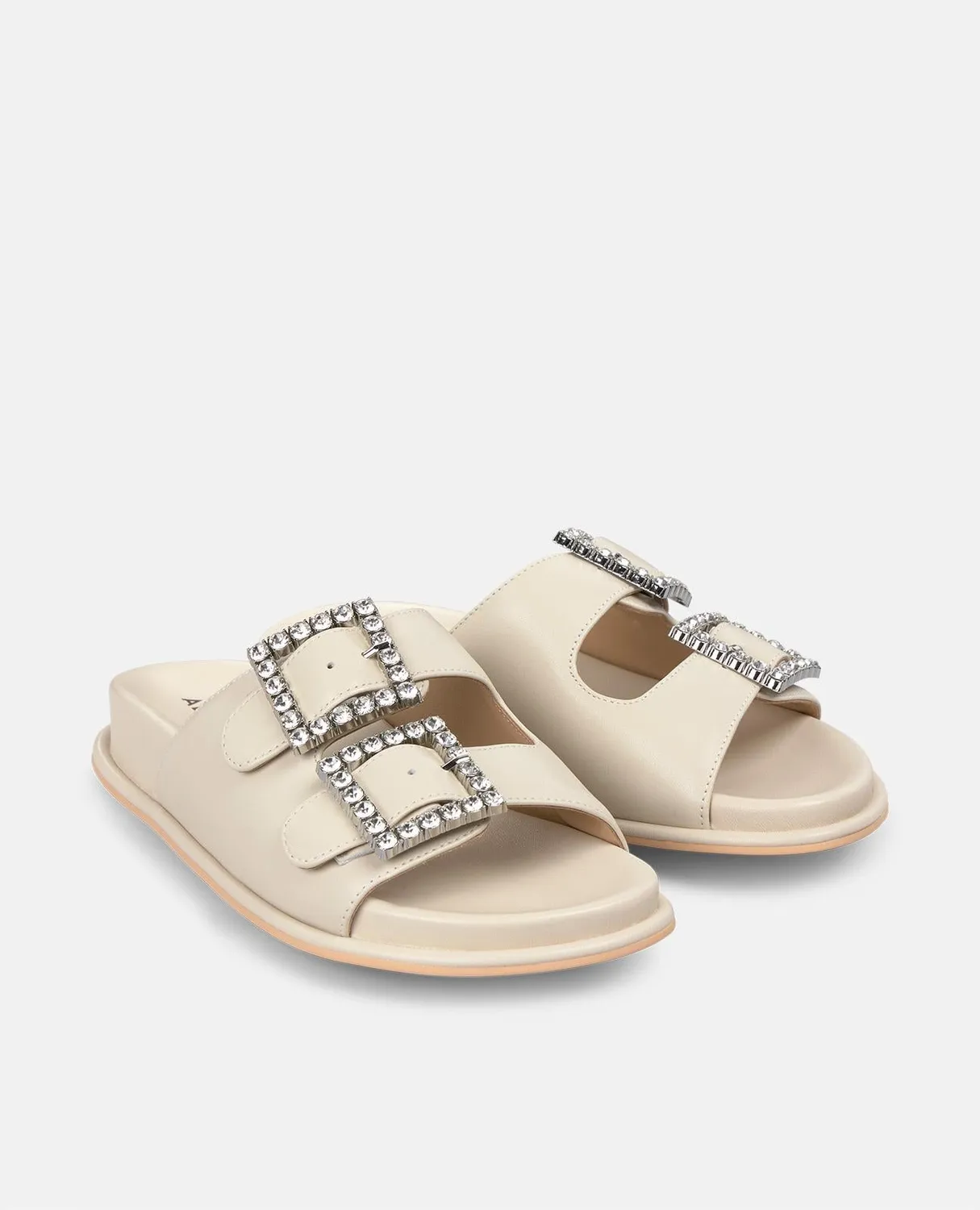 Alma en Pena V251652 sandales plates cuir blanc talon 2 cm
