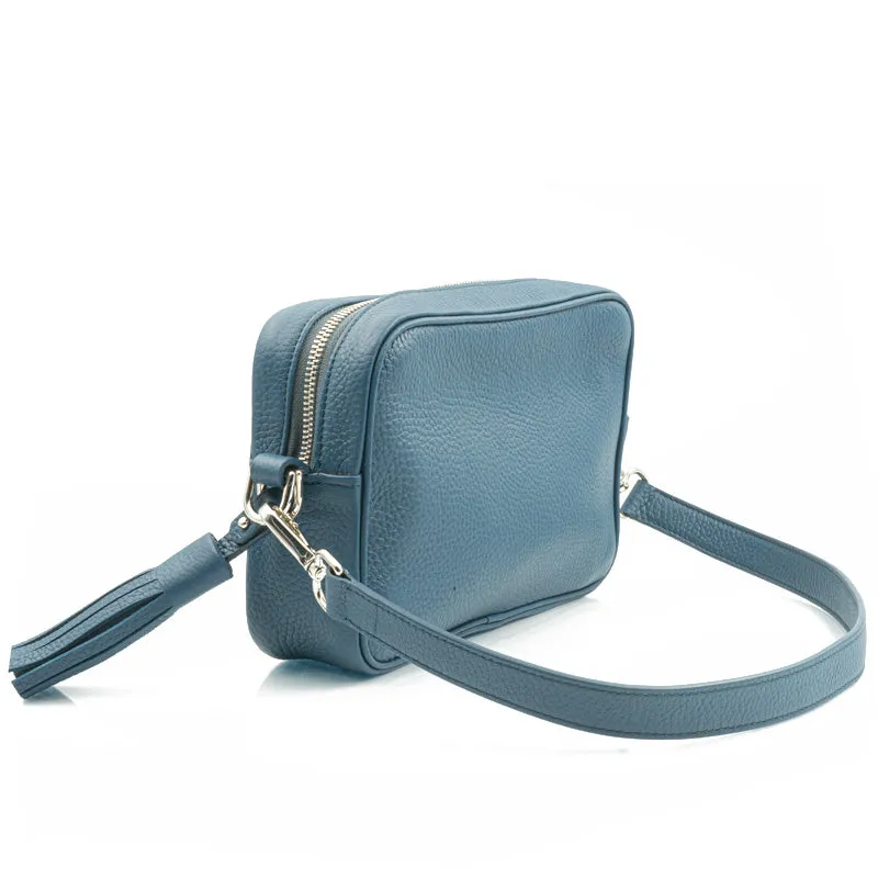 Bégum Paris Adèle sac bleu canard cuir grainé 22 cm