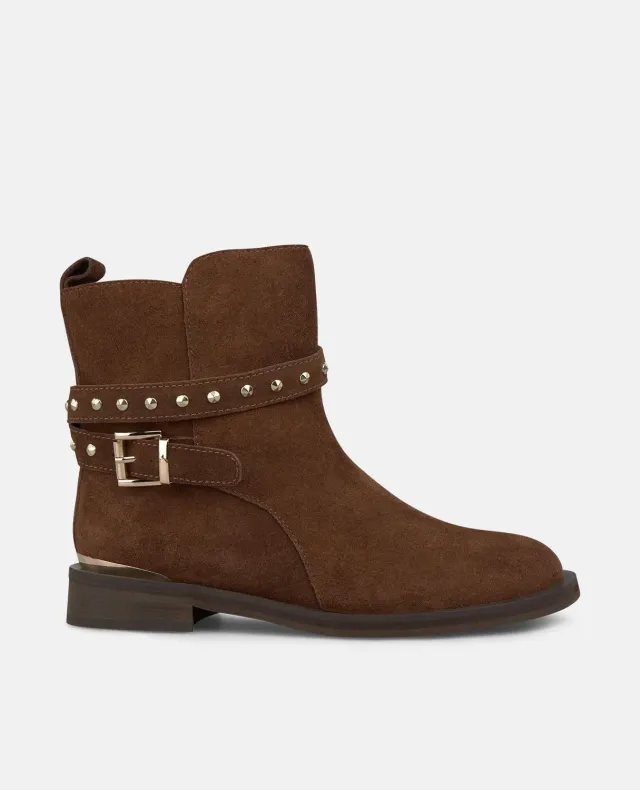 Alma en Pena I2554302 bottines plates camel cloutées
