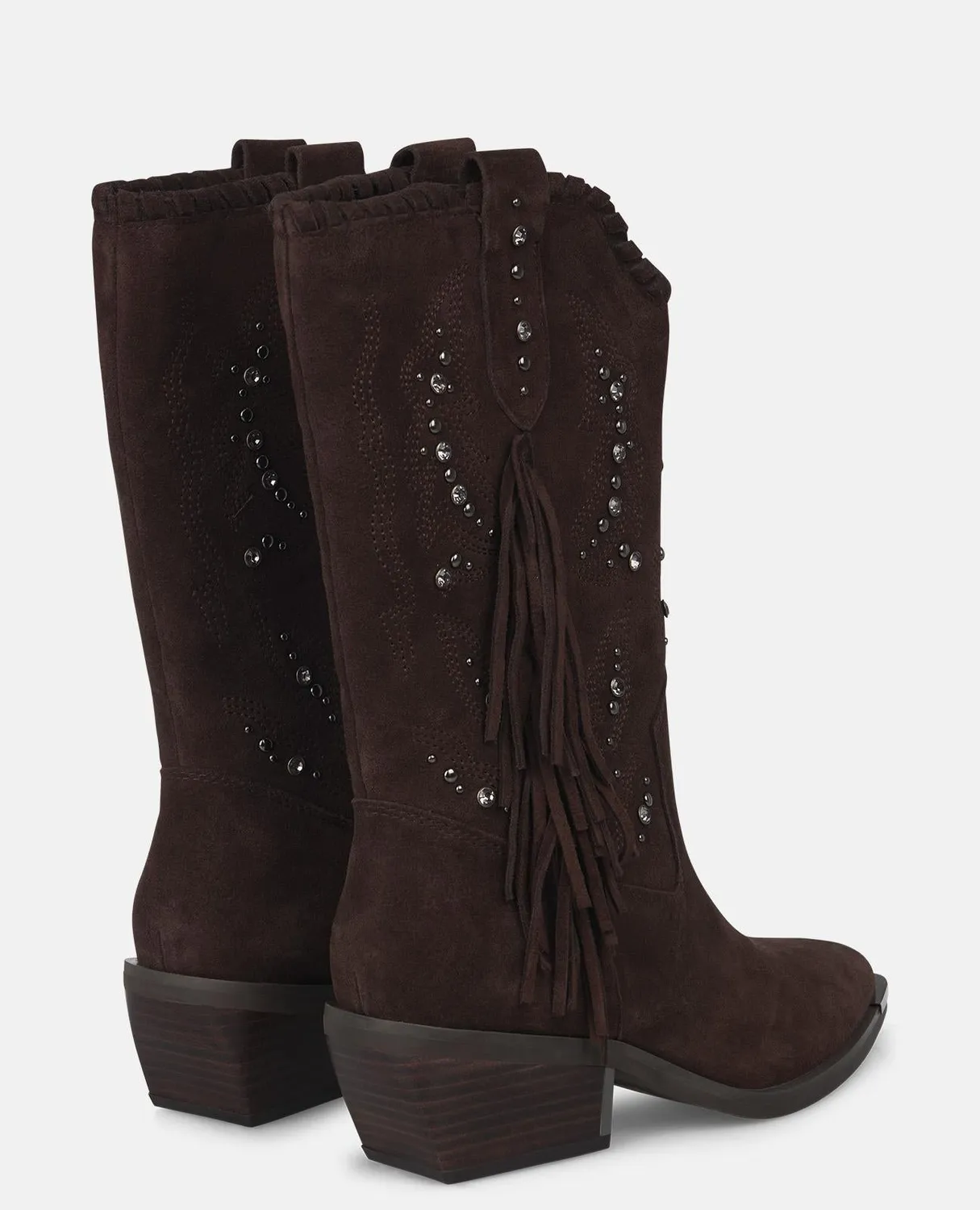 Alma en Pena I250901 bottines cowboy marron franges plates