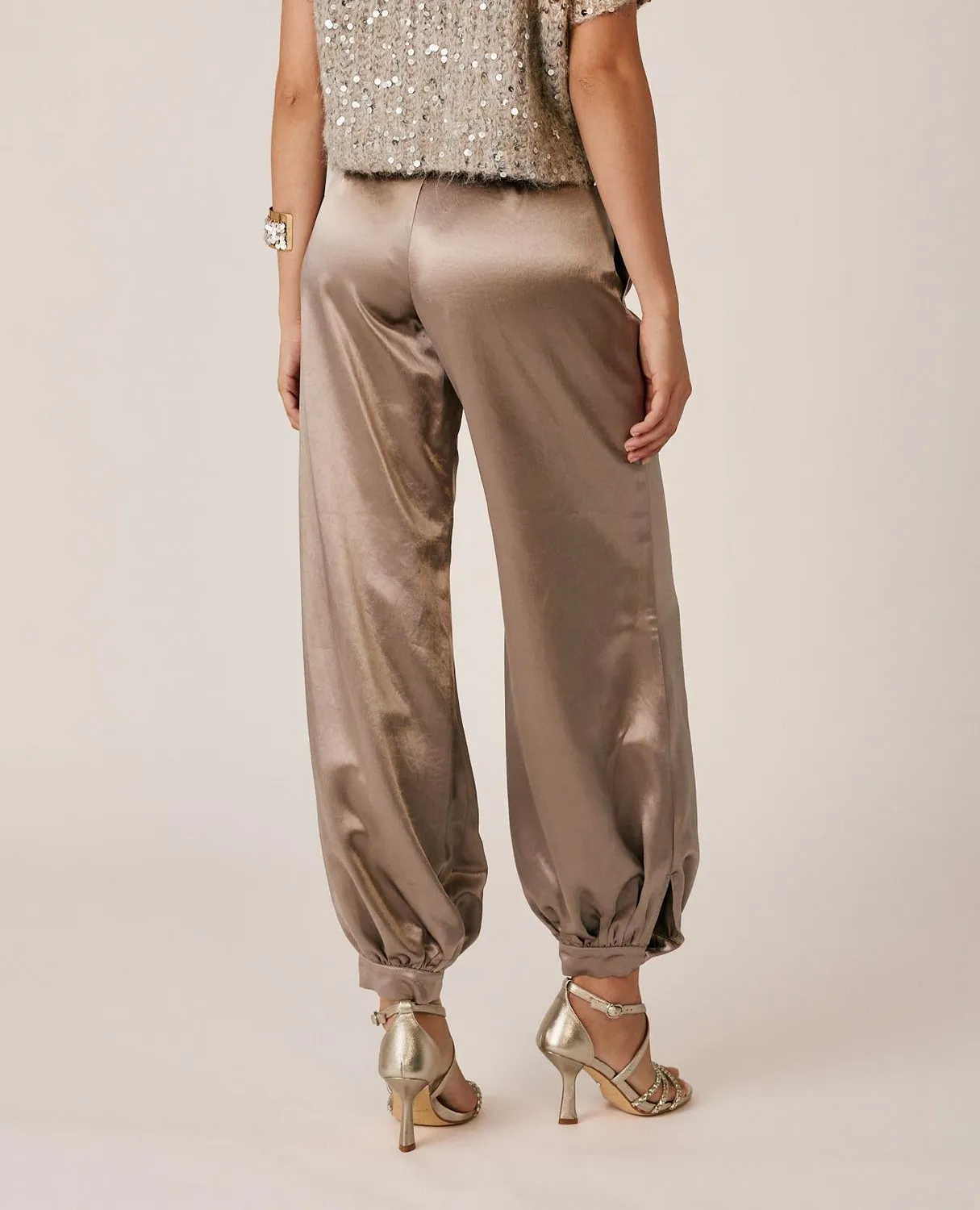 Alma en Pena I26CL1601 pantalon vison satiné