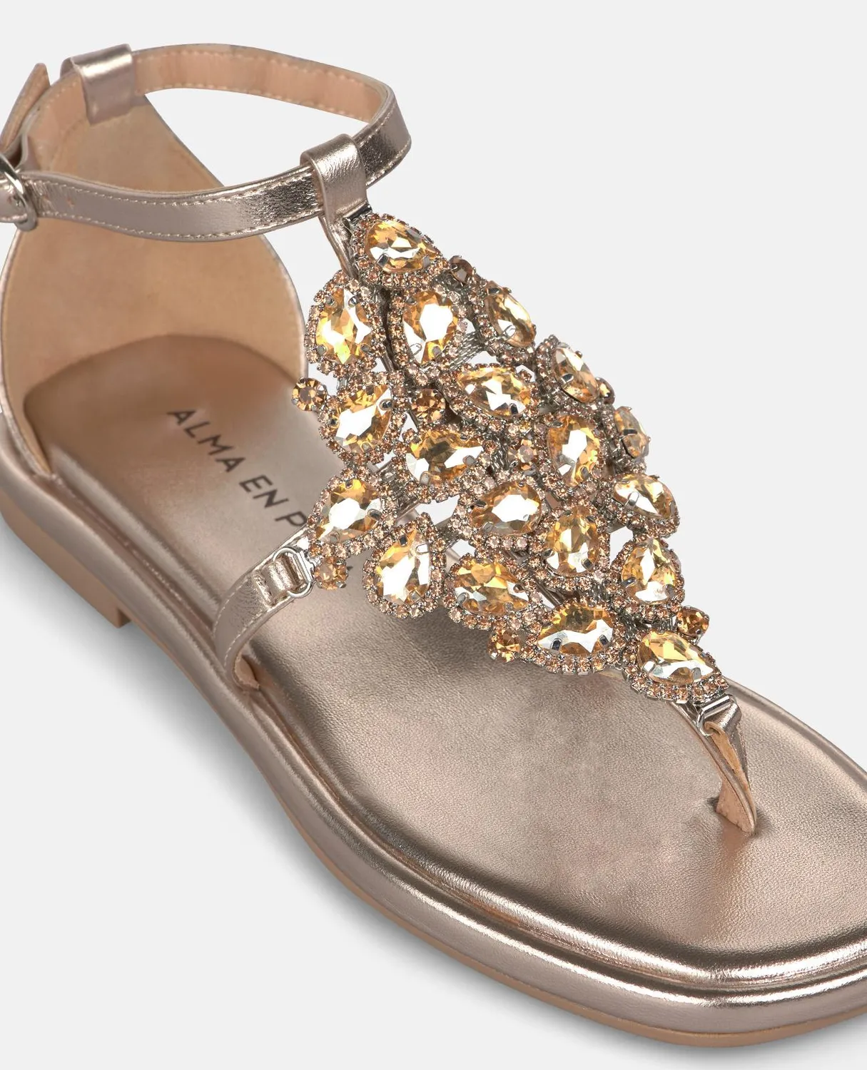Alma en Pena V268012 sandales plates bronze à strass