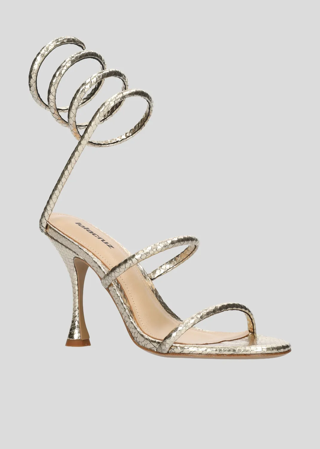 Lola Cruz Greta 95 sandales platine talon 9,5 cm