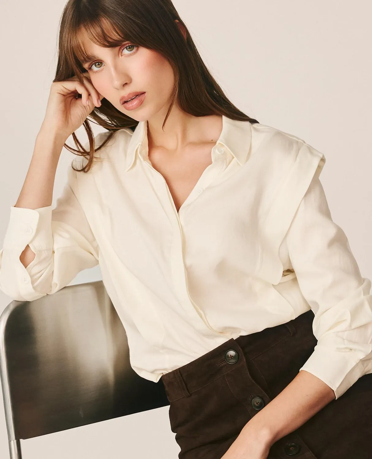 Alma en Pena I26CL0405 chemisier blanc stretch boutonné
