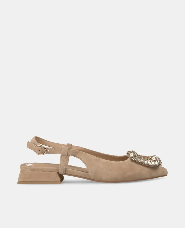 Alma En Pena V250480 chaussure plate beige boucle strass